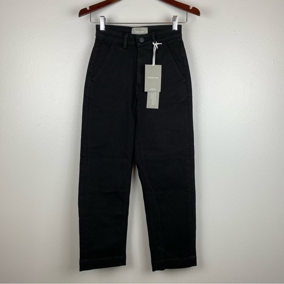 Everlane Straight Leg Crop Garment Dyed Jeans Black Size 00/24 NWT - Picture 4 of 13